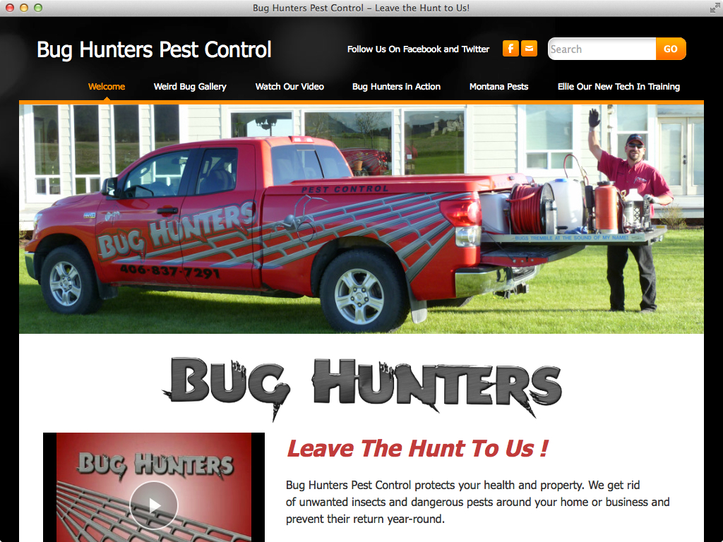 Bug Hunters Pest Control website by PlanStartGrow.com