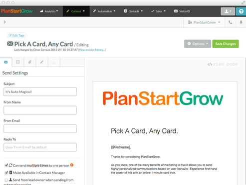 One-to-One Email Marketing solutions at PlanStartGrow.com